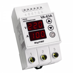 VA-63A Реле напряжения DigiTOP 63A (max 80A) с контролем тока. VA-63A Реле напряжения DigiTOP 63A (max 80A) с контролем тока.