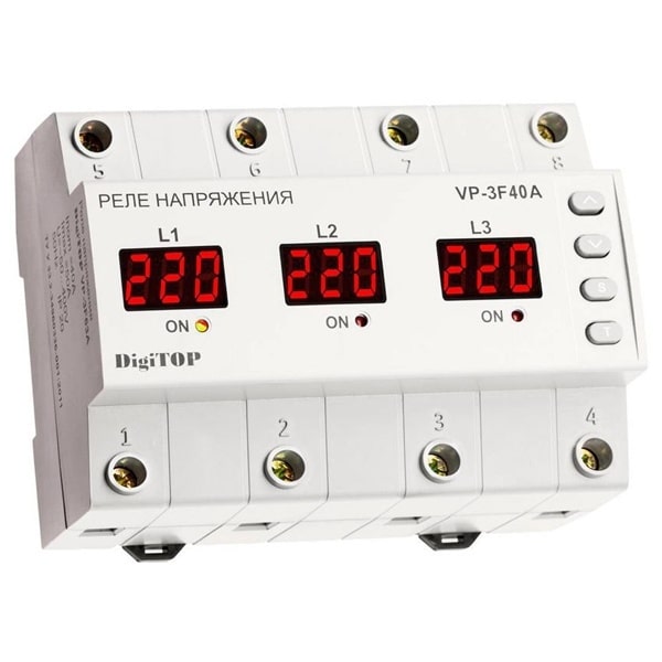 Vp- 3F 40A Реле напряжения DigiTOP 40A (max 63A) трехфазное / три однофазных.,