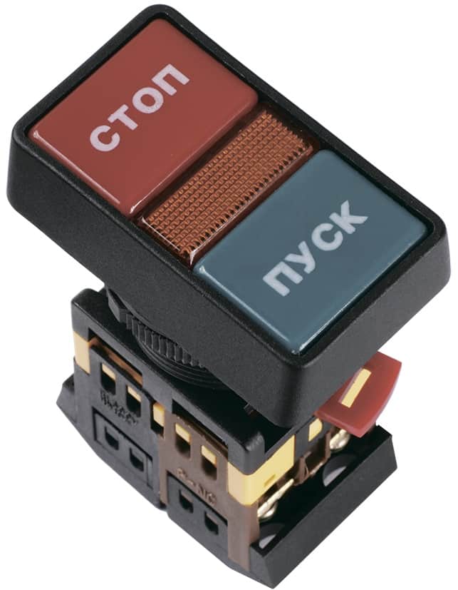Кнопка PPBB-30N "Пуск-Стоп" неон 1з+1р (10),
