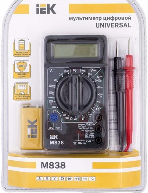 Мультиметр M838 Universal "IEK" + прозвонка.