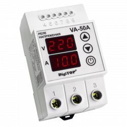 VA-50A Реле напряжения DigiTOP 50A (max 60A) с контролем тока. VA-50A Реле напряжения DigiTOP 50A (max 60A) с контролем тока.