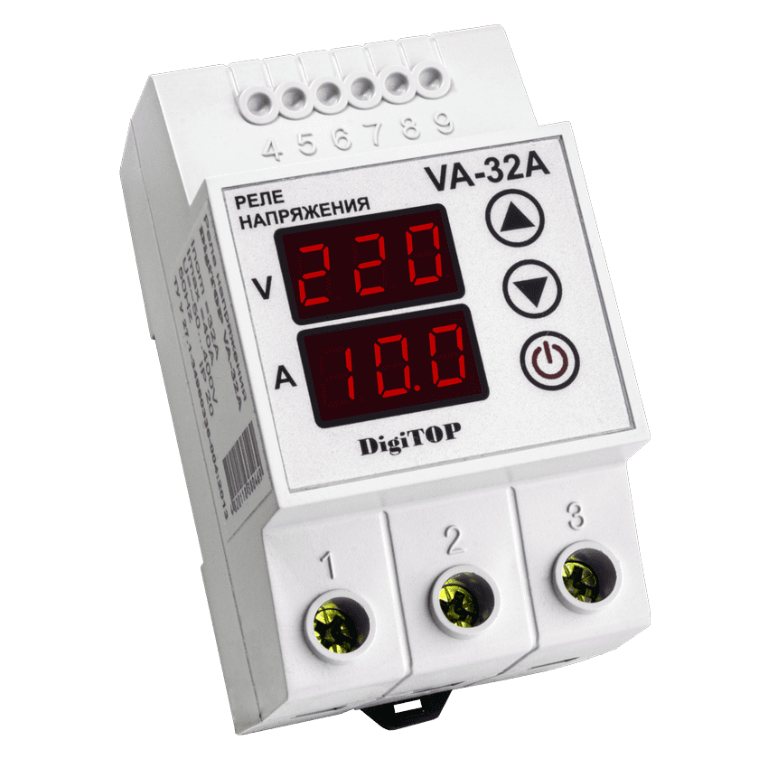 VA-32A Реле напряжения DigiTOP 32A (max 40A) с контролем тока.