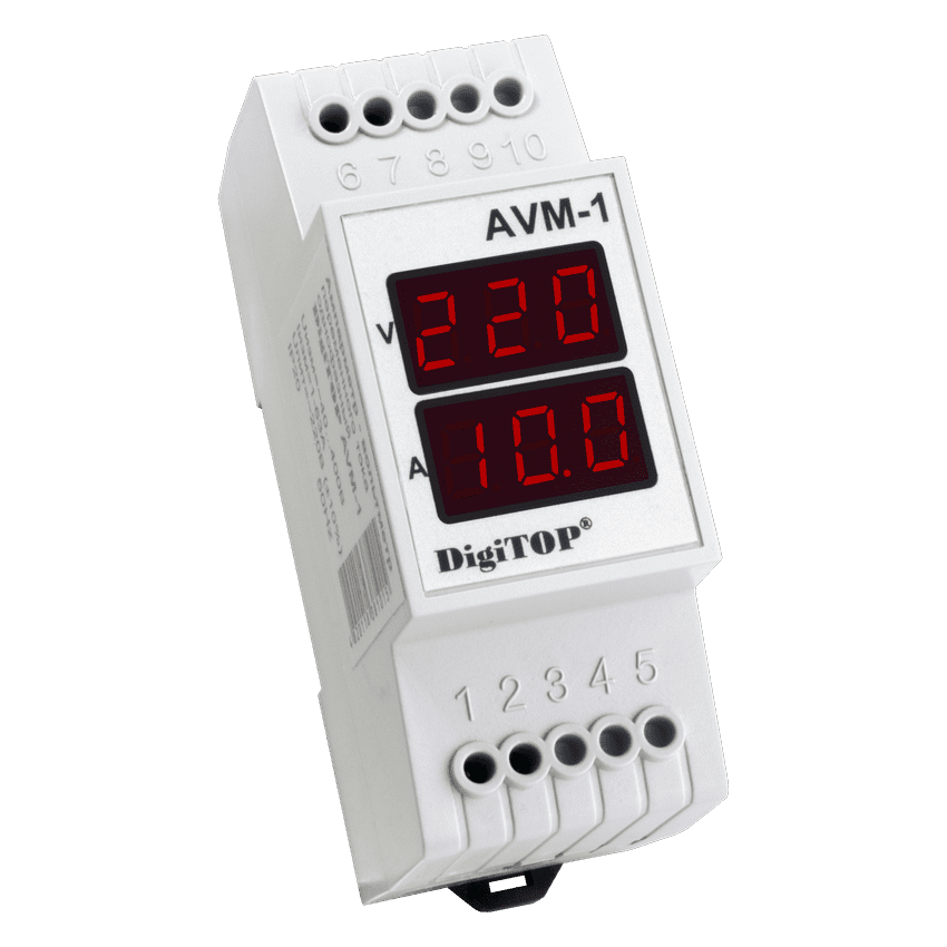 AVM-1 Амперметр-вольтметр (Ток: 1-63А; Напряжение: 40В - 400В) DigiTOP