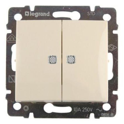 04. 774328 Legrand Valena Крем Выключатель 2-кл с подсветкой.