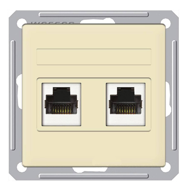 03. W59 SE Розетка ТЛФ+ТЛФ бежевая, (RJ11+RJ11) (мех.) RSI-251TT-2-86 (10),