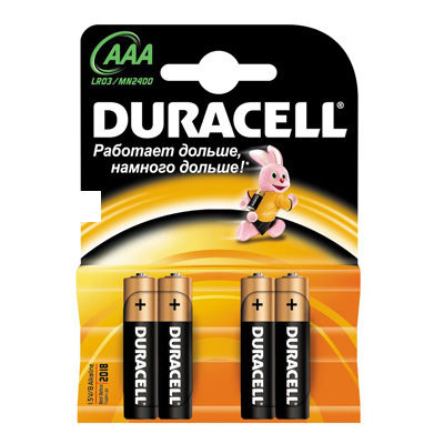 Элемент питания "Duracell" LR03 ("ААА" мизинчиковый алкалиновый)