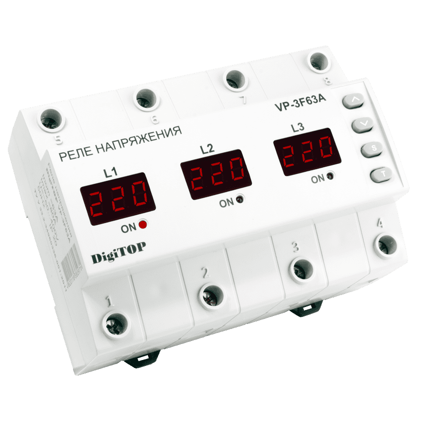 Vp- 3F 63A Реле напряжения DigiTOP 63A (max 80A) трехфазное / три однофазных.,
