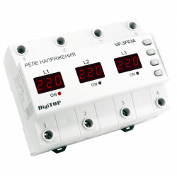 Vp- 3F 63A Реле напряжения DigiTOP 63A (max 80A) трехфазное / три однофазных., Vp- 3F 63A Реле напряжения DigiTOP 63A (max 80A) трехфазное / три однофазных.,