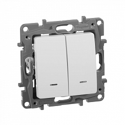 672204 Legrand Etika Белый Выключатель 2-кл. с подсветкой (механизм) (10), 672204 Legrand Etika Белый Выключатель 2-кл. с подсветкой (механизм) (10),
