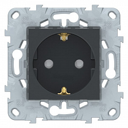 3. SE Unica New Антрацит Розетка 1-я з/к, со шторками (механизм) NU503754, 3. SE Unica New Антрацит Розетка 1-я з/к, со шторками (механизм) NU503754,