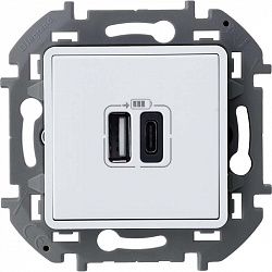 7. 673760 Legrand Inspiria Белая Розетка двойная USB A+C 240В/5В 3000мА (механизм) 7. 673760 Legrand Inspiria Белая Розетка двойная USB A+C 240В/5В 3000мА (механизм)