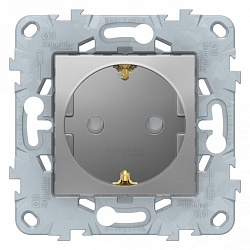 3. SE Unica New Алюм. Розетка 1-я з/к, со шторками (механизм) NU503730, 3. SE Unica New Алюм. Розетка 1-я з/к, со шторками (механизм) NU503730,