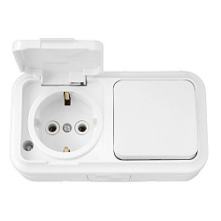 Bylectrica iP54 Блок Выключатель 1кл + Розетка 1-я с крышкой с з/к о/у В-РЦ-657 (25) Bylectrica iP54 Блок Выключатель 1кл + Розетка 1-я с крышкой с з/к о/у В-РЦ-657 (25)