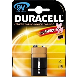 Элемент питания "Duracell" 6LR61 ("КРОНА" алкалиновый) Элемент питания "Duracell" 6LR61 ("КРОНА" алкалиновый)