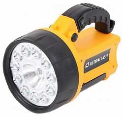 Ultraflash фонарь ручной аккумуляторный LED3712 (акк.4V 2Ah) 19+8 св/д, пластик желтый/черный., Ultraflash фонарь ручной аккумуляторный LED3712 (акк.4V 2Ah) 19+8 св/д, пластик желтый/черный.,