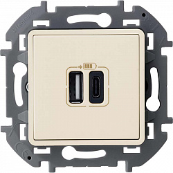 7. 673761 Legrand Inspiria БЕЖ. Розетка двойная USB A+C 240В/5В 3000мА (механизм) 7. 673761 Legrand Inspiria БЕЖ. Розетка двойная USB A+C 240В/5В 3000мА (механизм)