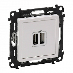 753412 Valena LIFE Белая Розетка двойная USB., 753412 Valena LIFE Белая Розетка двойная USB.,