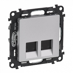 753641 Valena LIFE Алюм. Розетка двойная комп. 2хRJ45 кат. 5е UTP., 753641 Valena LIFE Алюм. Розетка двойная комп. 2хRJ45 кат. 5е UTP.,