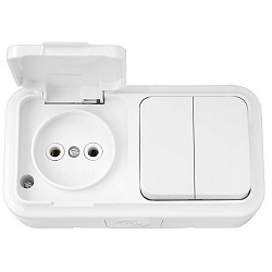 Bylectrica iP54 Блок Выключатель 2кл + Розетка 1-я с крышкой БЕЗ З/К о/у 2В-РЦ-655 (30) Bylectrica iP54 Блок Выключатель 2кл + Розетка 1-я с крышкой БЕЗ З/К о/у 2В-РЦ-655 (30)